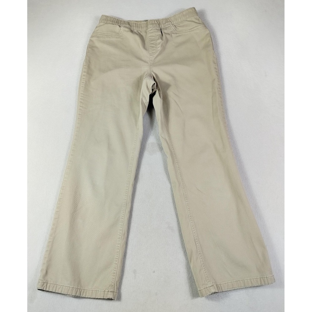 L.L.Bean Pants Womens 12‎ M/T Beige Flannel Lined Classic Fit Chino Straight Leg